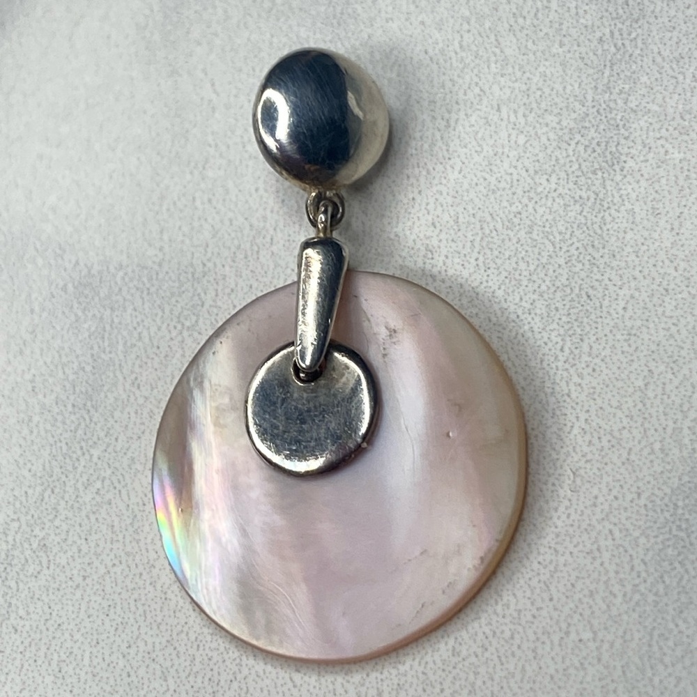 Mother of pearl abalone sterling silver pendant